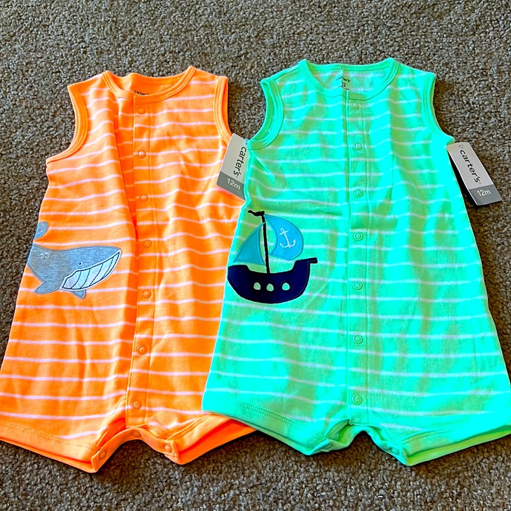 Carter’s 12 month Nautical Rompers.  BNWT.